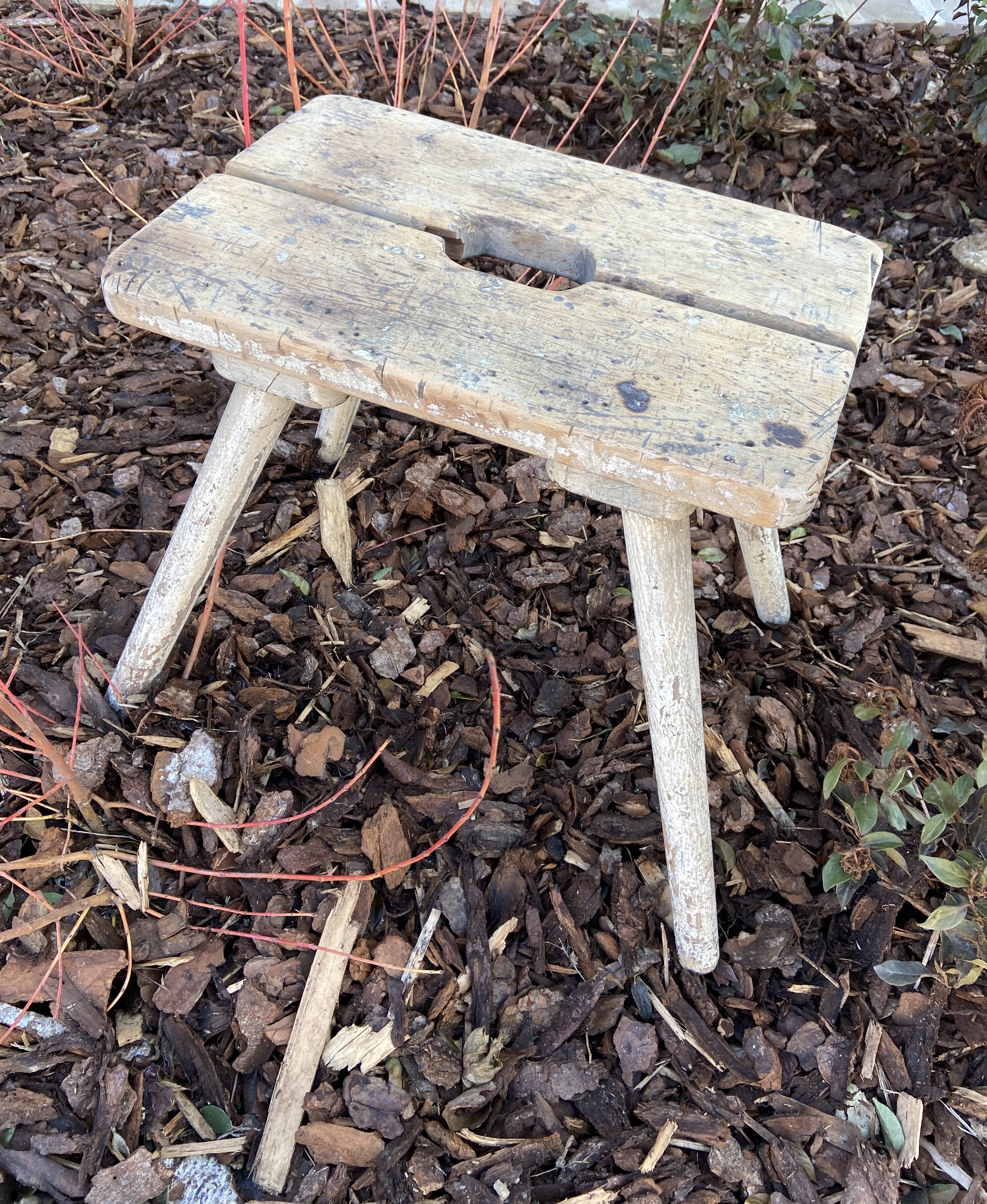 Very old rustic farmhouse stool