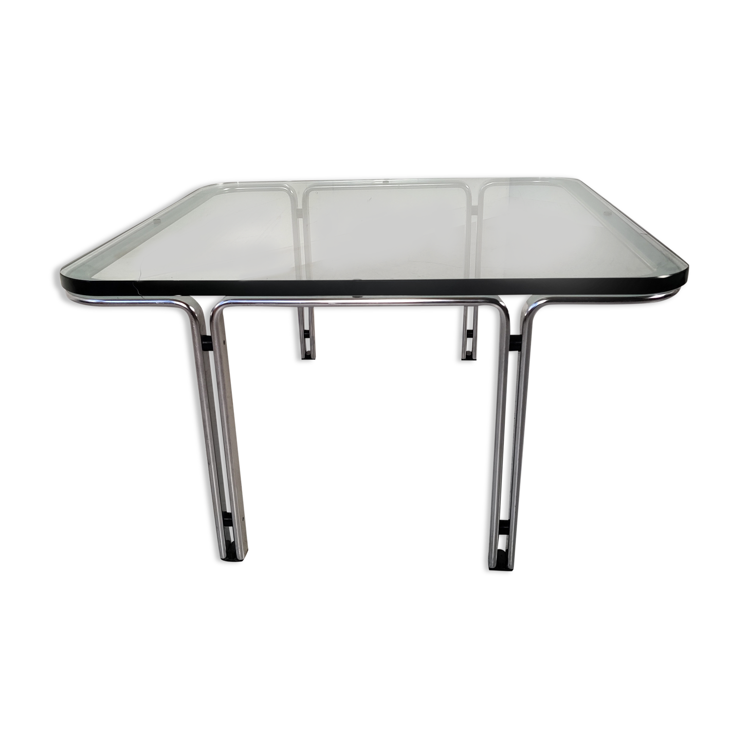 Horst Brüning coffee table for Kill International, glass and metal 70s