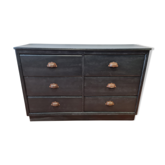 Dresser furniture 6 drawers in black patinated oak