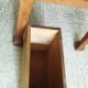 Vintage wooden side table with trompe-l'œil system.
