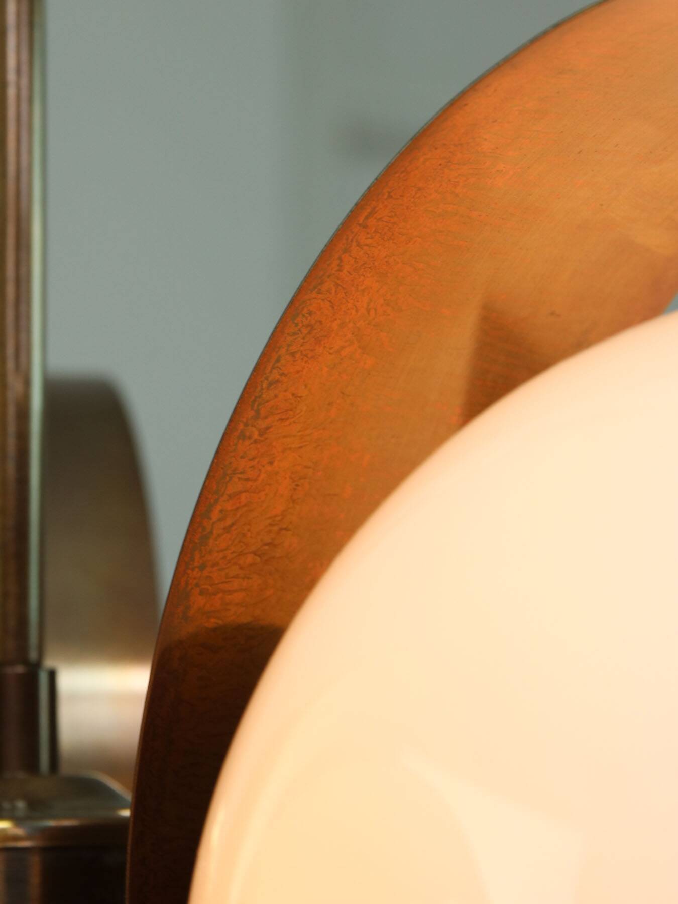 Vintage Italian Copper and Opaline Chandelier, 1970s