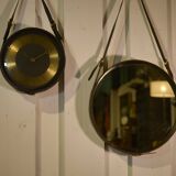 Black leather mirror by Jacques Adnet 1950s