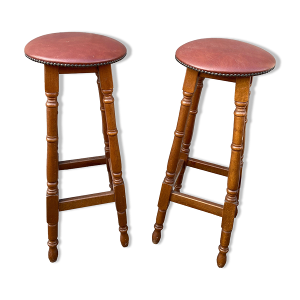 Paire de tabourets de bar bois courbé 1960