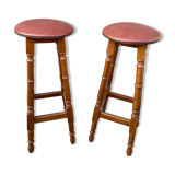 Pair of bar stools curved wood 1960