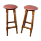 Paire de tabourets de bar bois courbé 1960