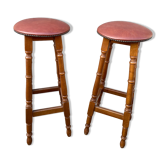 Paire de tabourets de bar bois courbé 1960