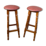 Pair of bar stools curved wood 1960