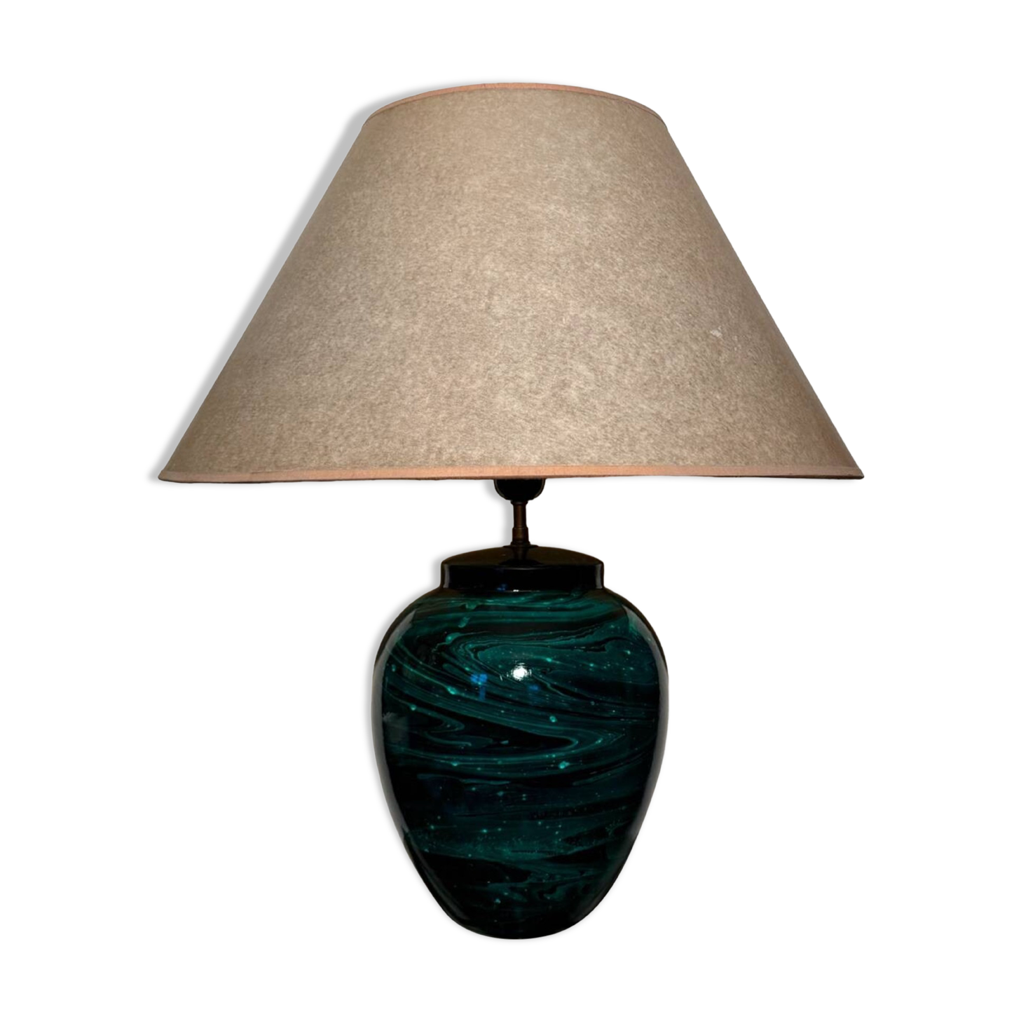 80s faux malachite ceramic lamp