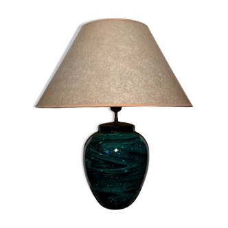 80s faux malachite ceramic lamp