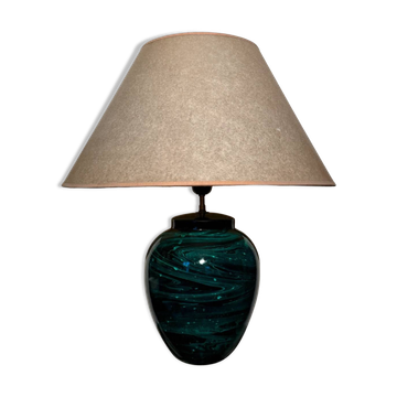 80s faux malachite ceramic lamp