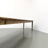 Large XXL farmhouse table in solid pine with 1950s tapered legs.