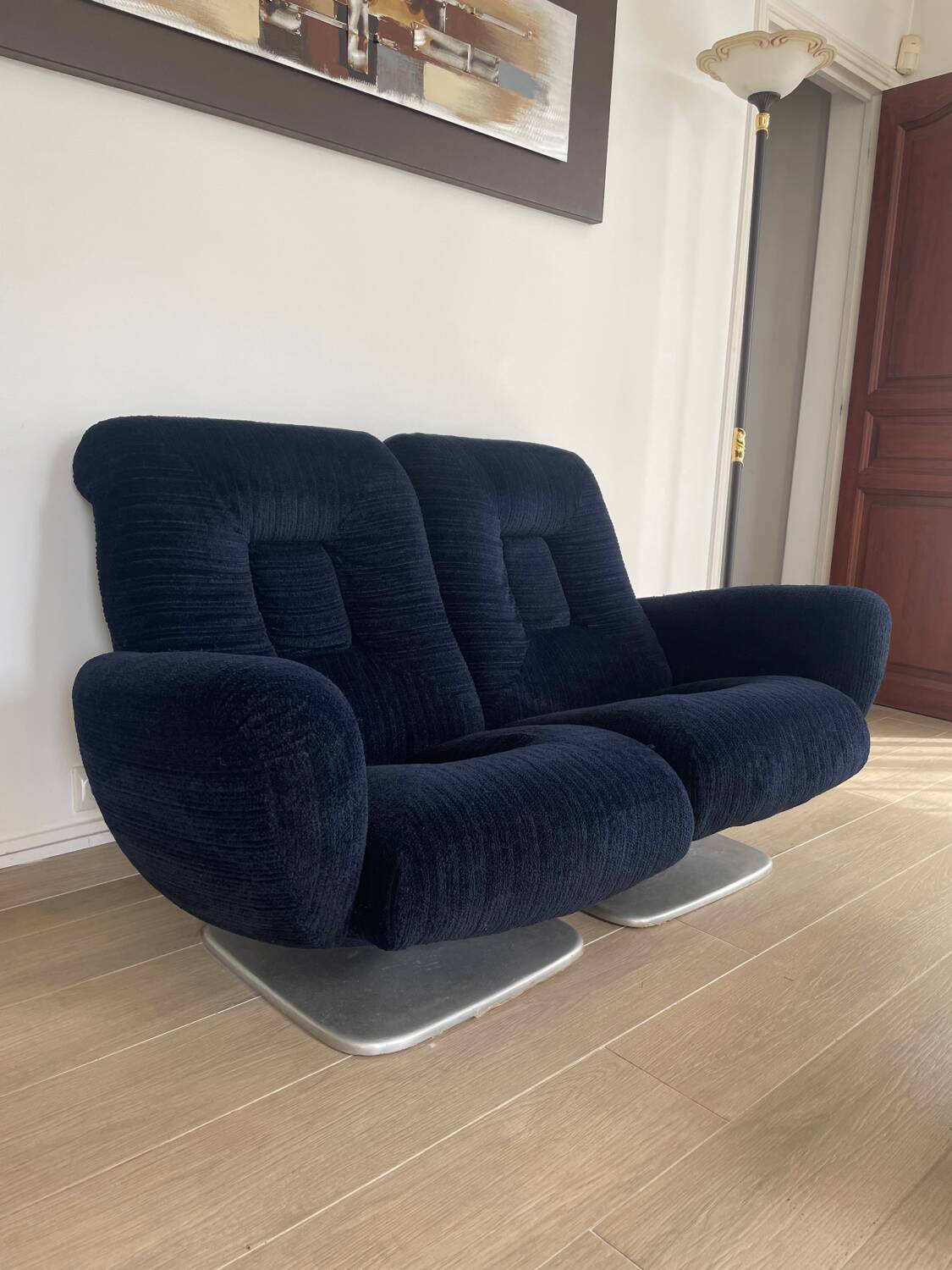 Sofa set + armchair + footrest Jean Prévost – 1970s