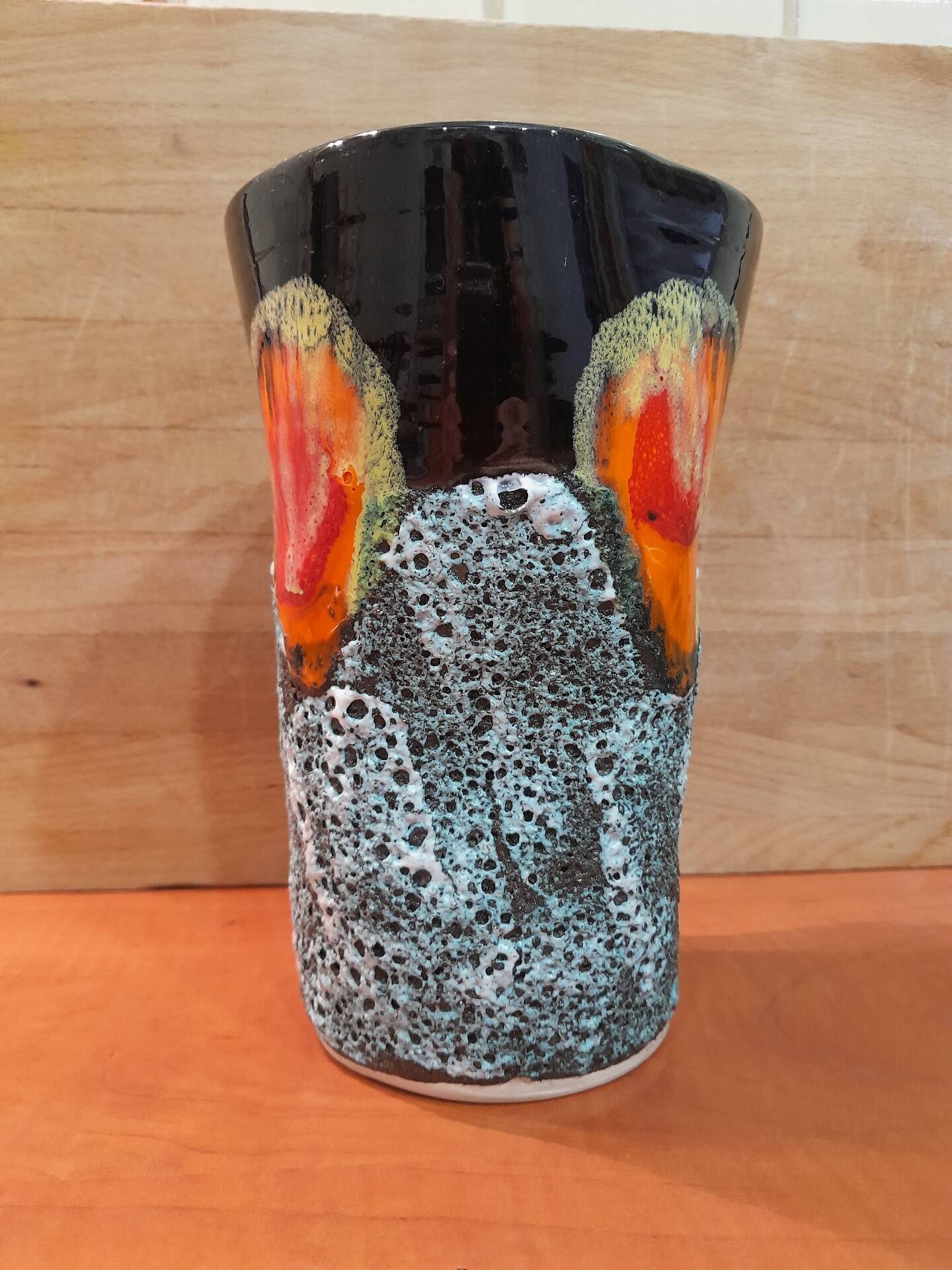 Vintage Vallauris vase "Sea Foam" Fat Lava