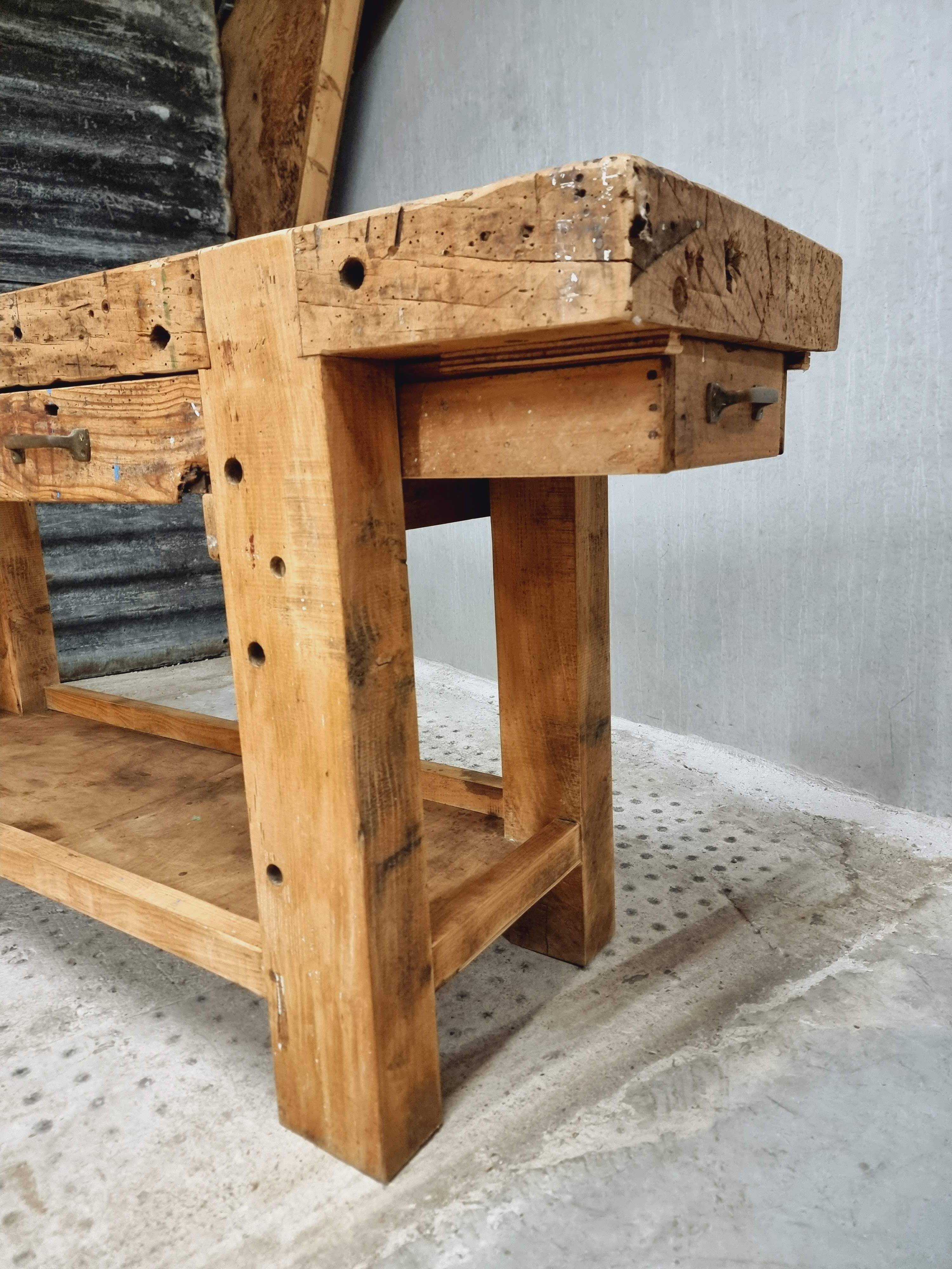 Old workbench side table bathroom furniture 48 x 193 cm