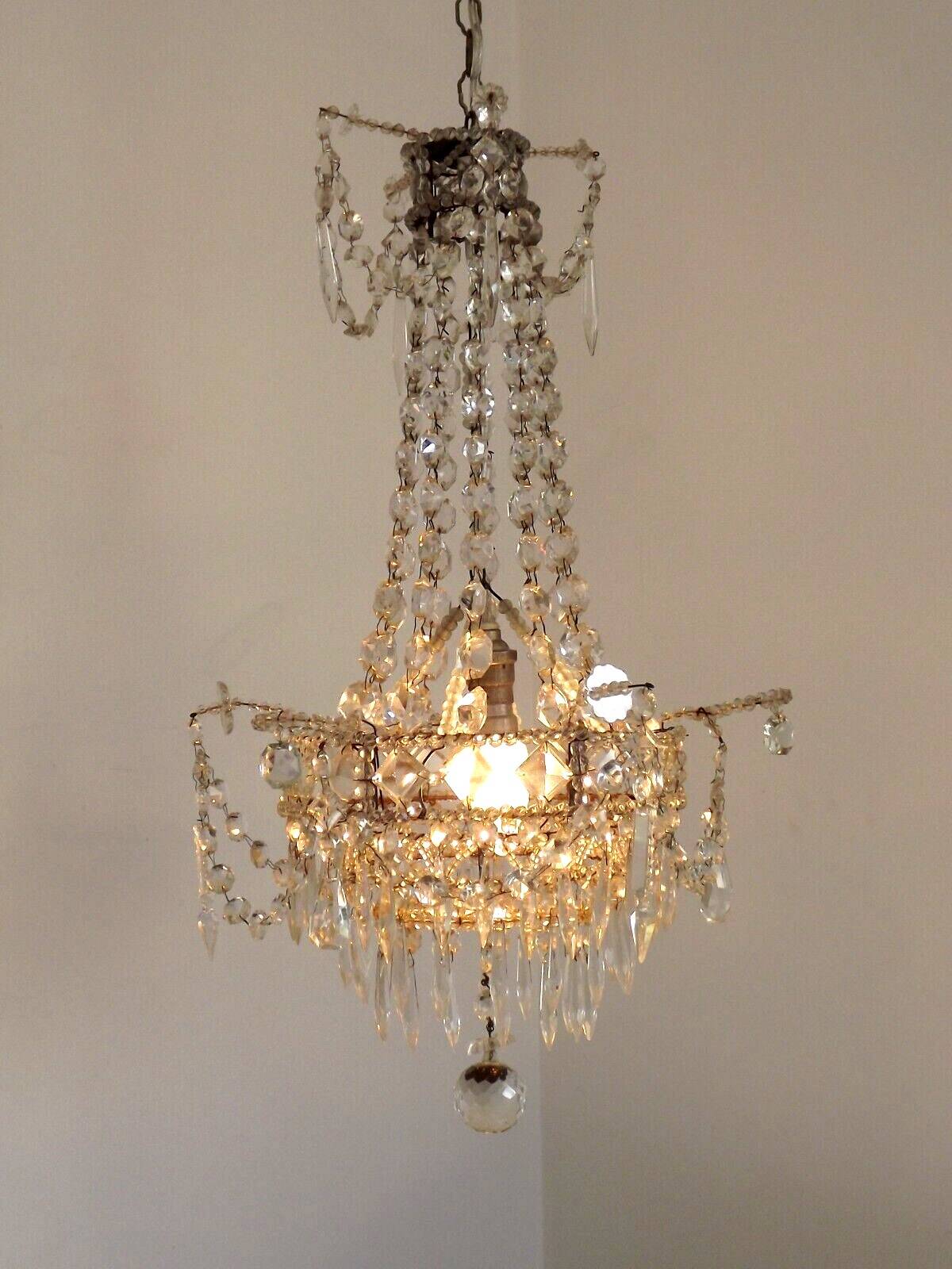 French Montgolfier Style Crystal Chandelier With 3 Tiers Prisms 4115