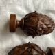 Set of 2 old pine cone shaped wooden tips