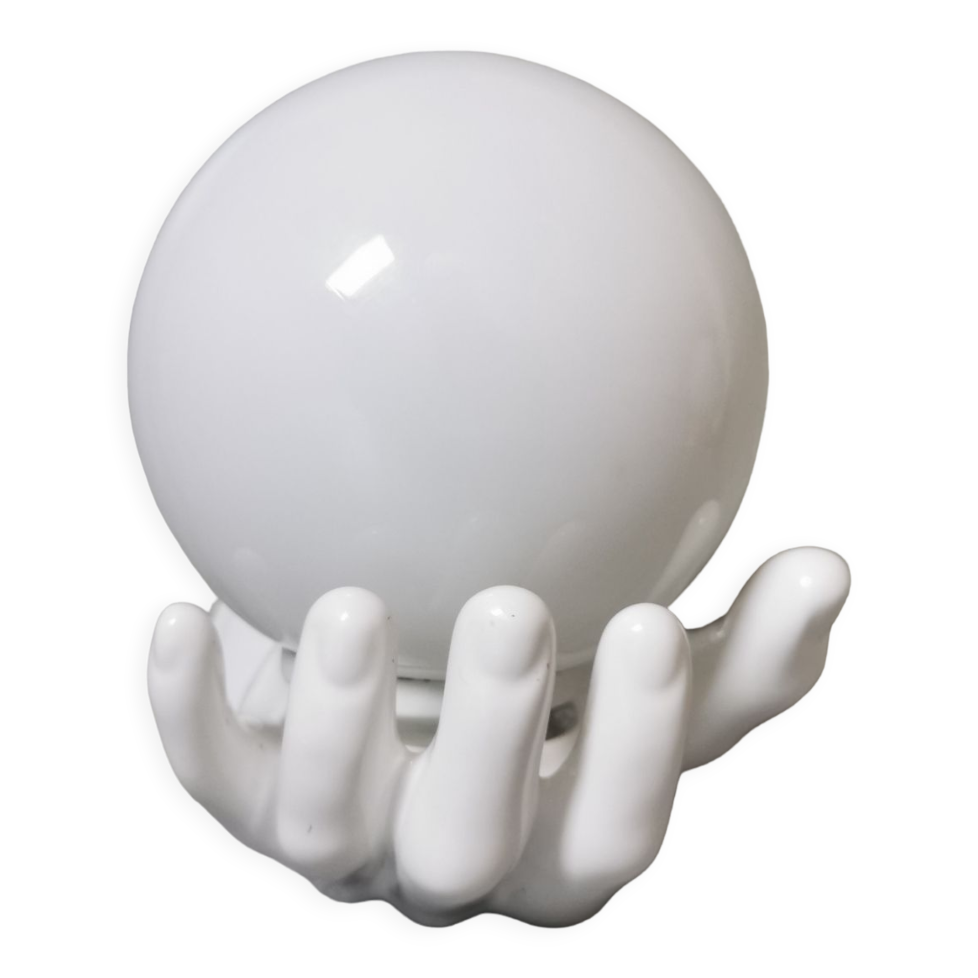 White ceramic hand wall lamp