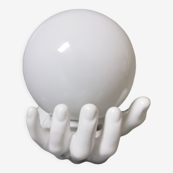 White ceramic hand wall lamp