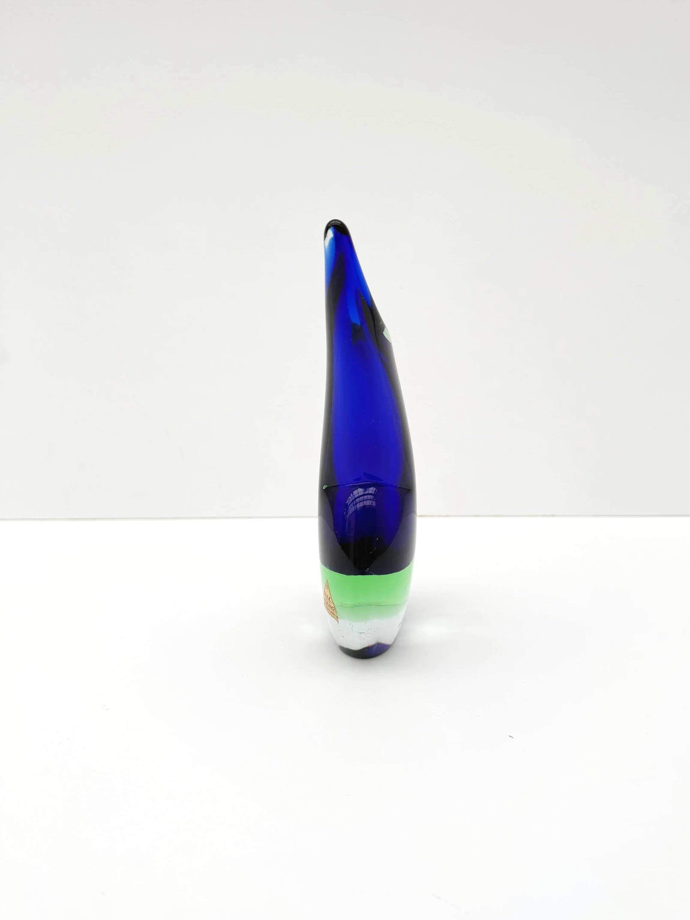 Vase de Murano en verre soufflé, Italie 1970