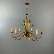 Lustre en métal doré, Italie, vers 1950