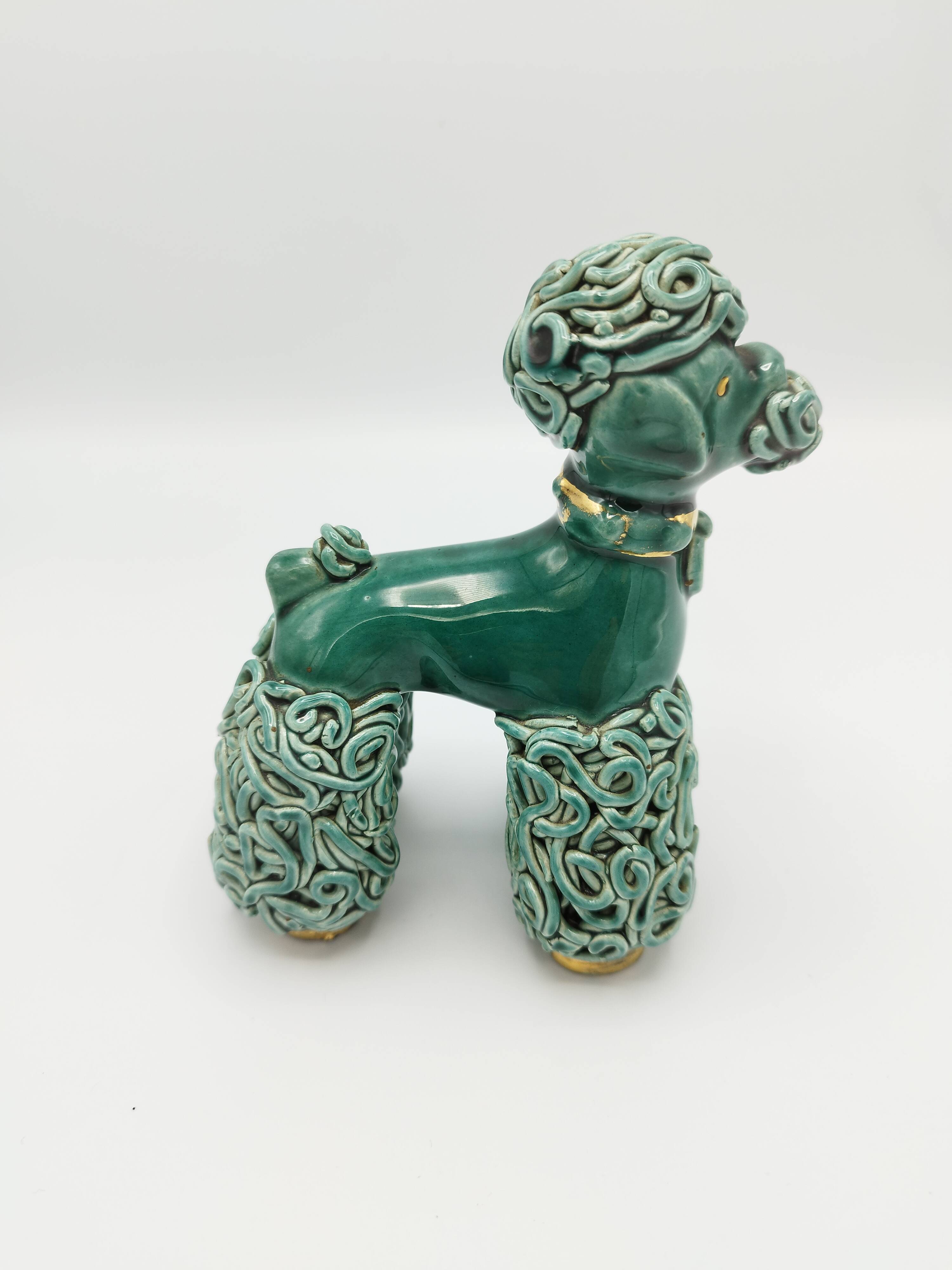 Lot of 2 royal poodles in 1960s spaghetti ceramic