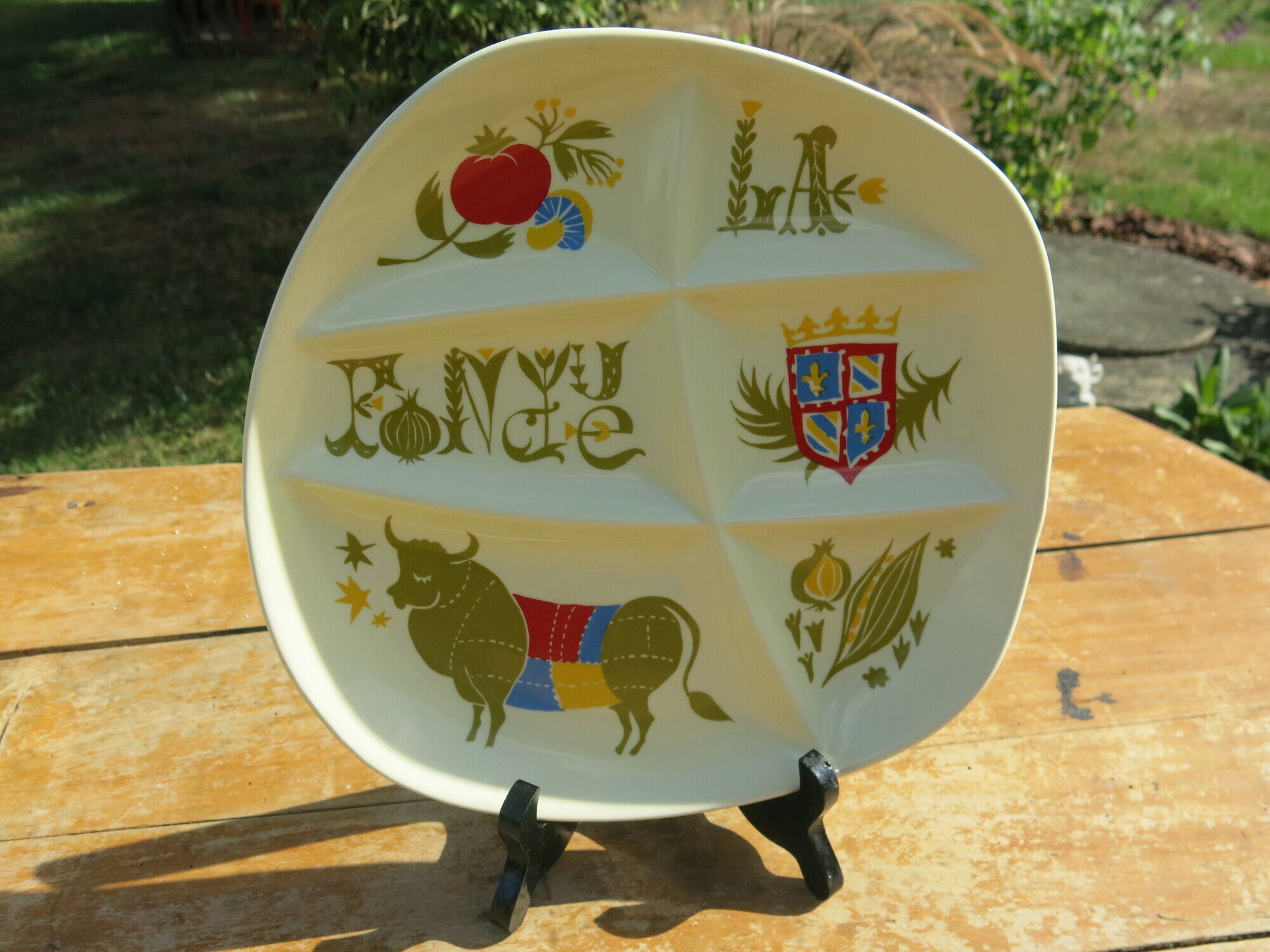 6 vintage fondue plates from the manufacture Salins les bains