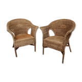 Pair of rattan armchairs