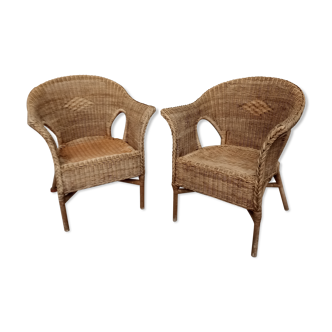 Pair of rattan armchairs