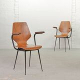 2 Carlo Ratti Style Minimalistic Plywood Side Chairs for Legni Curvati 50s