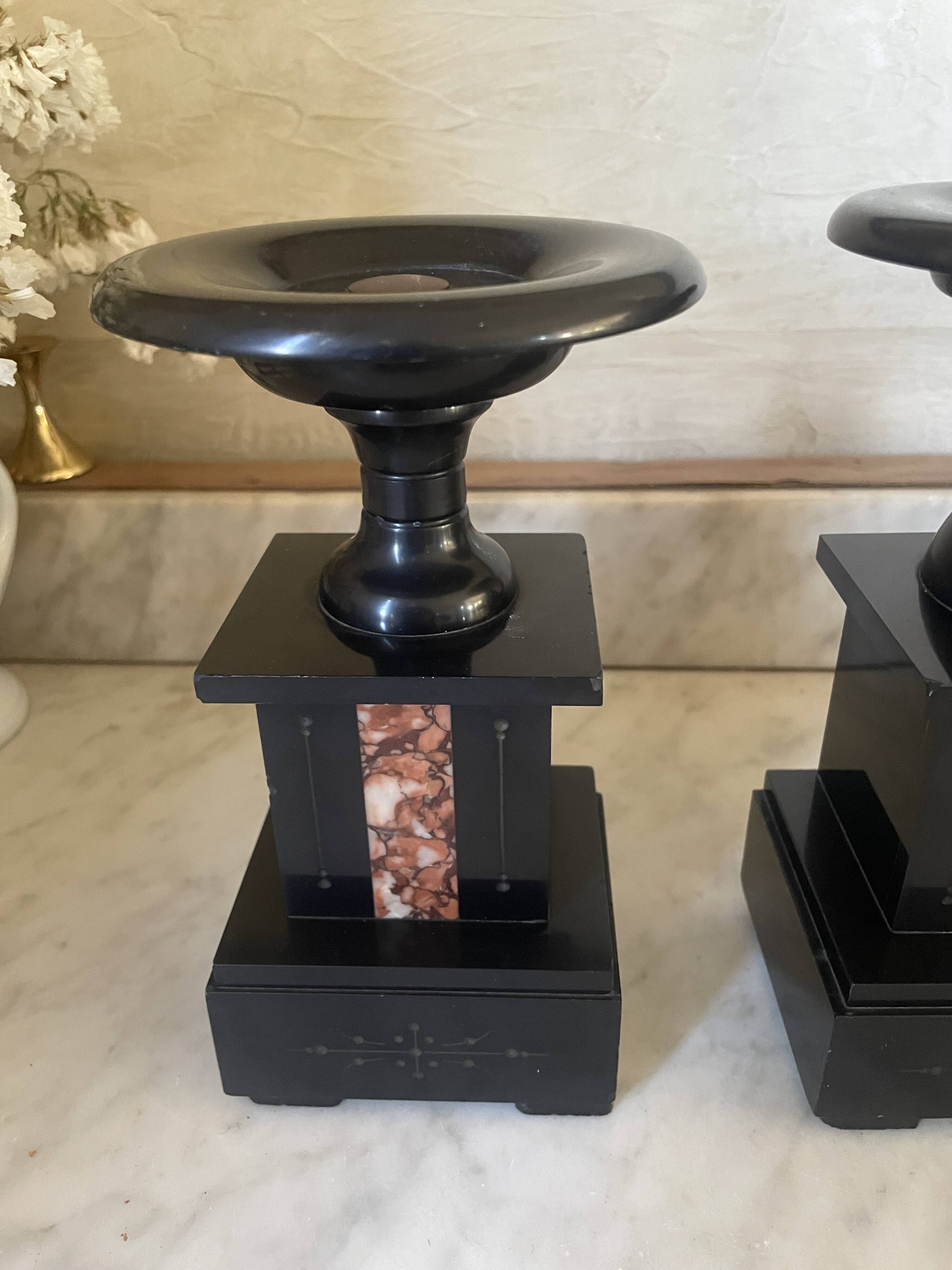 Old pair of marble vase bookends.