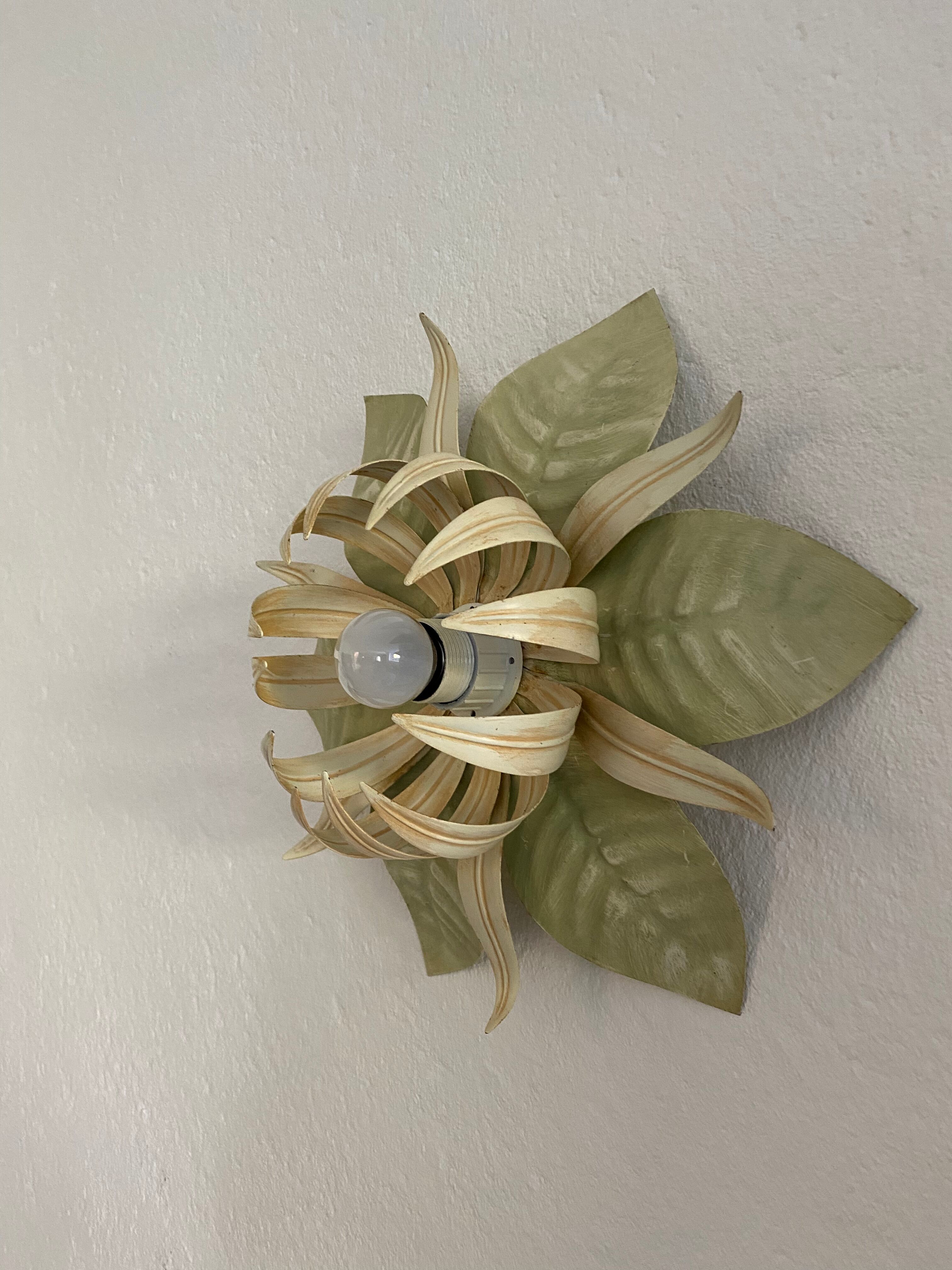 Pair of Italian vintage metal flower sconces