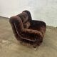 Fauteuil vintage italien en velours marron foncé
