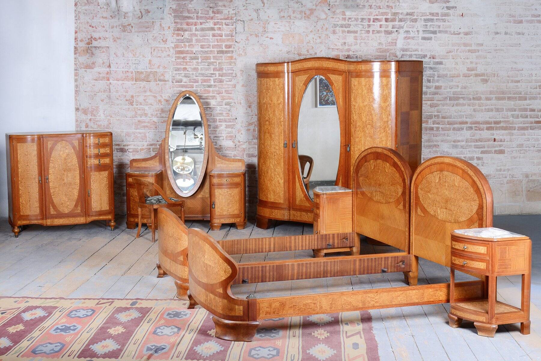 Art Deco Bedroom Suite from Louis Majorelle, Fance, 1930s, Set of 8