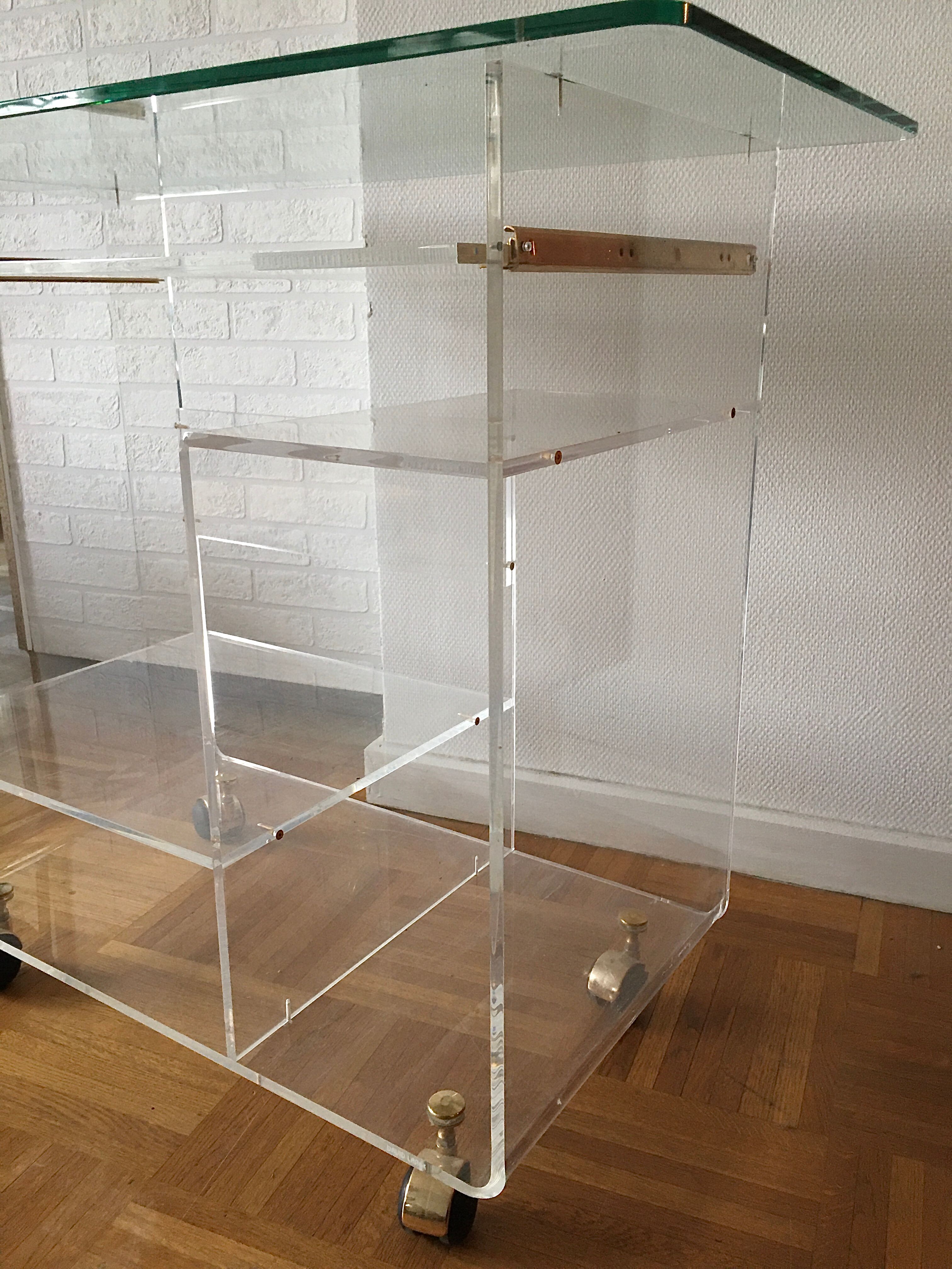 Plexiglas desk and vintage glass