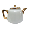 Teapot porcelain white and gold aluminite frugier limoges vintage