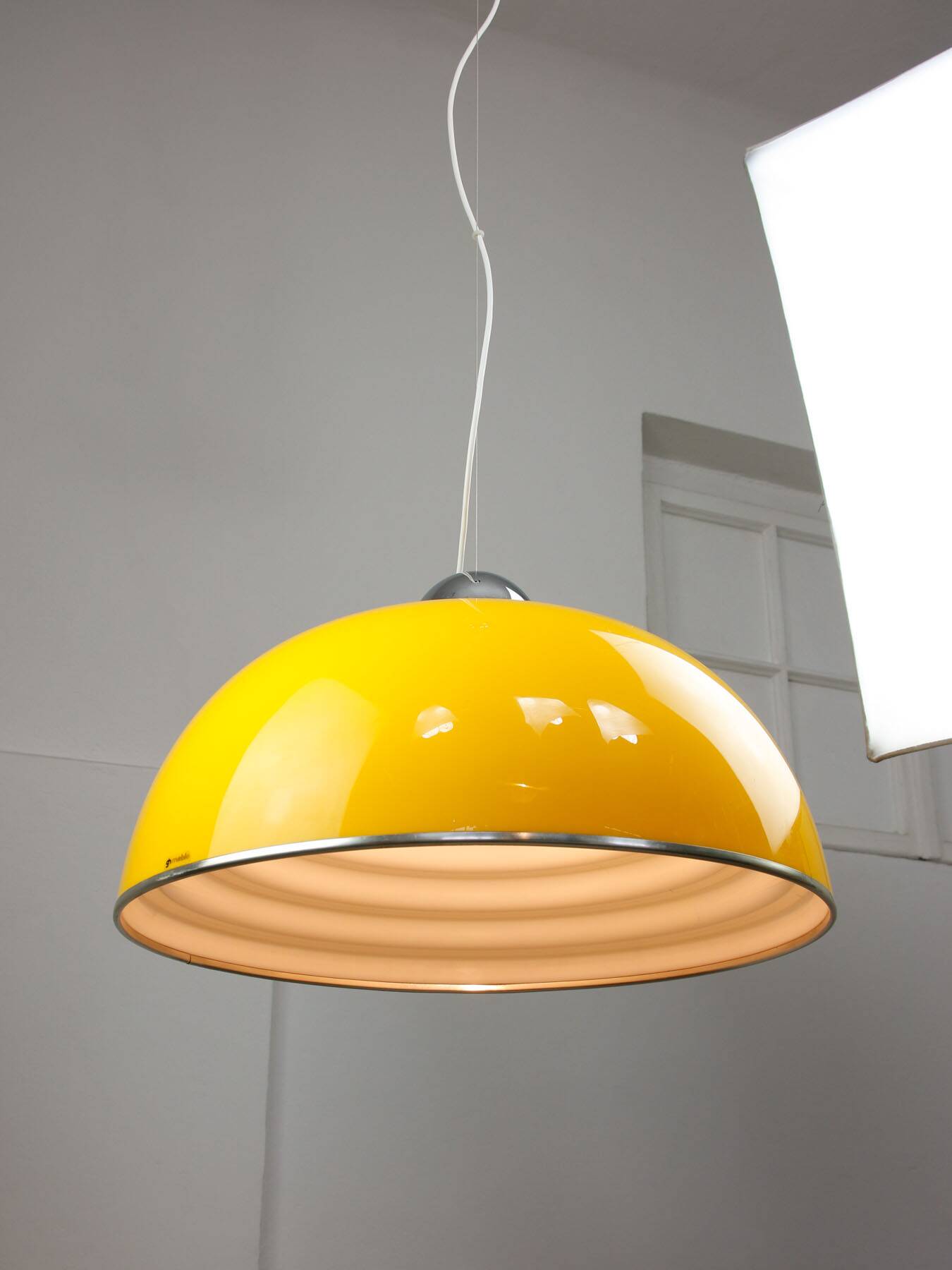 Rare Large Yellow Space-age Pendant from Guzzini, 1970s