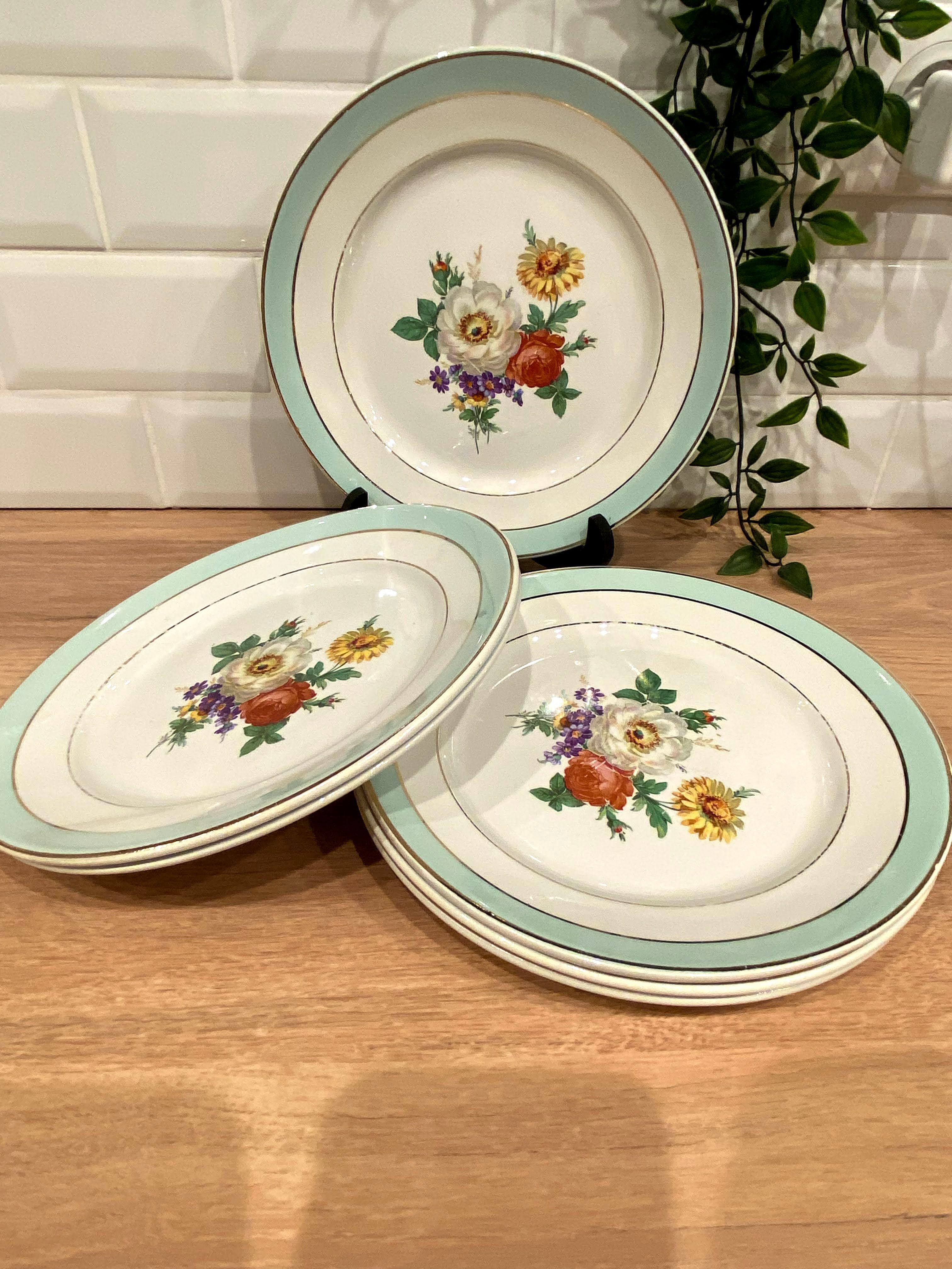 6 flat plates in half-porcelain Badonviller