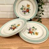 6 flat plates in half-porcelain Badonviller