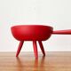 Mid-Century Modern Red Tripod Bowl in Wood from Paavo Asikainen, Finland, 1960s