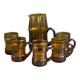 Amber textured glass water service, 1 jug + 5 glasses - Ref 1399