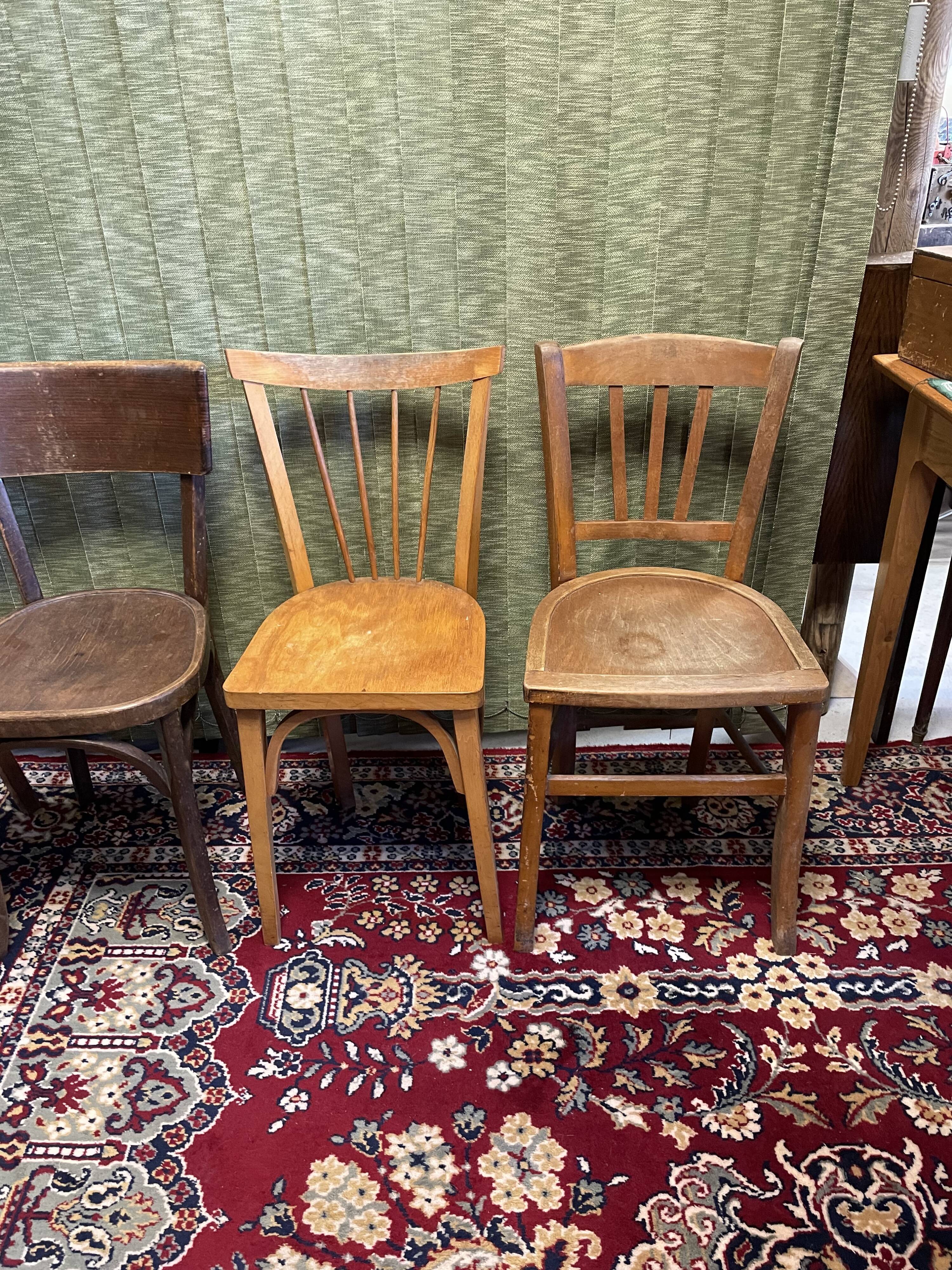 Set 4 vintage mismatched bistro chairs 50
