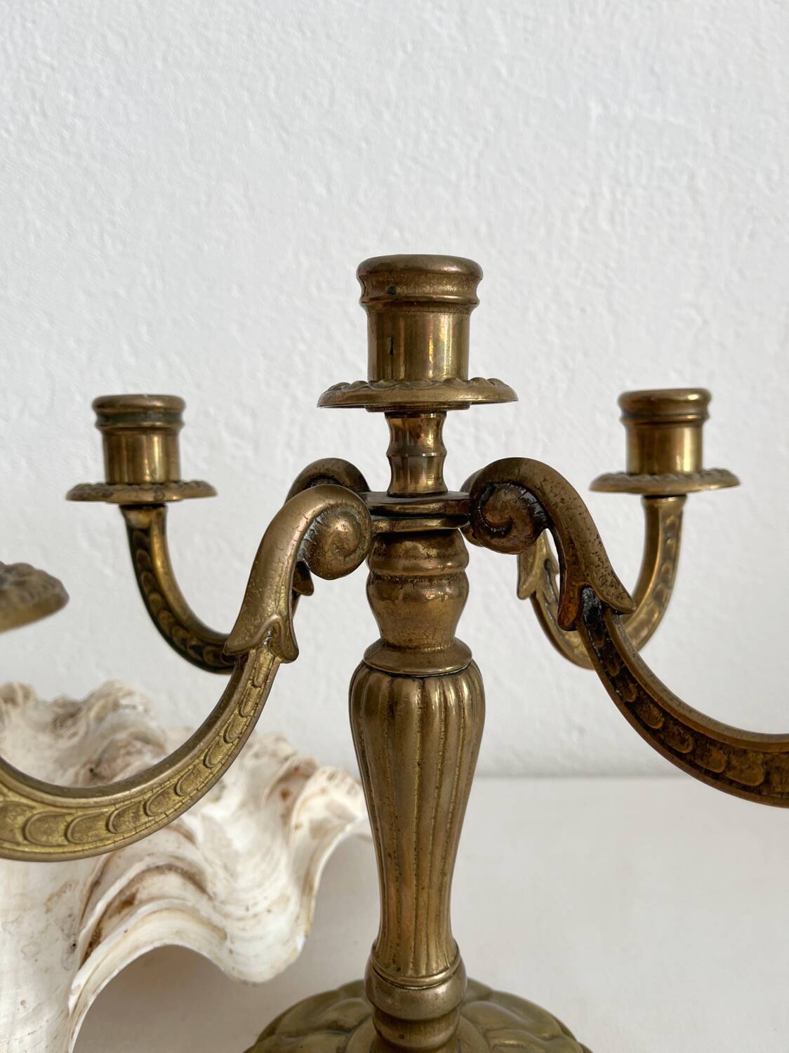 Antique brass candlestick holder with 5 lights
