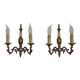 Pair Vintage French Traditional Style Bronze Mid Century Wall Lights 5345