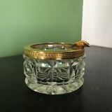 Glass ashtray and gold metal