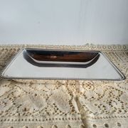 Plat rectangulaire, bannette en métal argenté