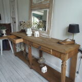 Old solid oak console waxed finish