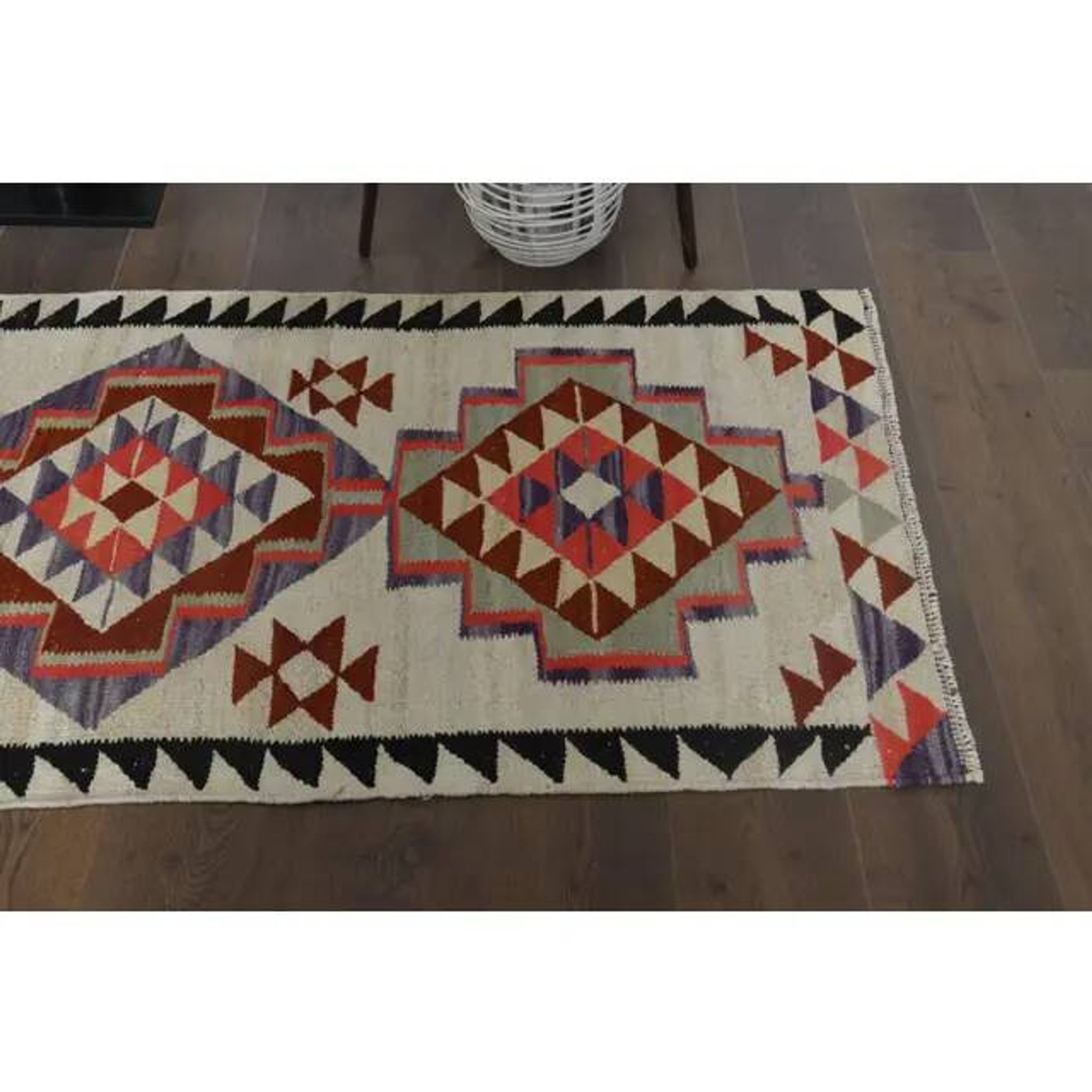 1970s Turkish Oushak Handmade Wool Cotton Beige Runner Rug 89x344