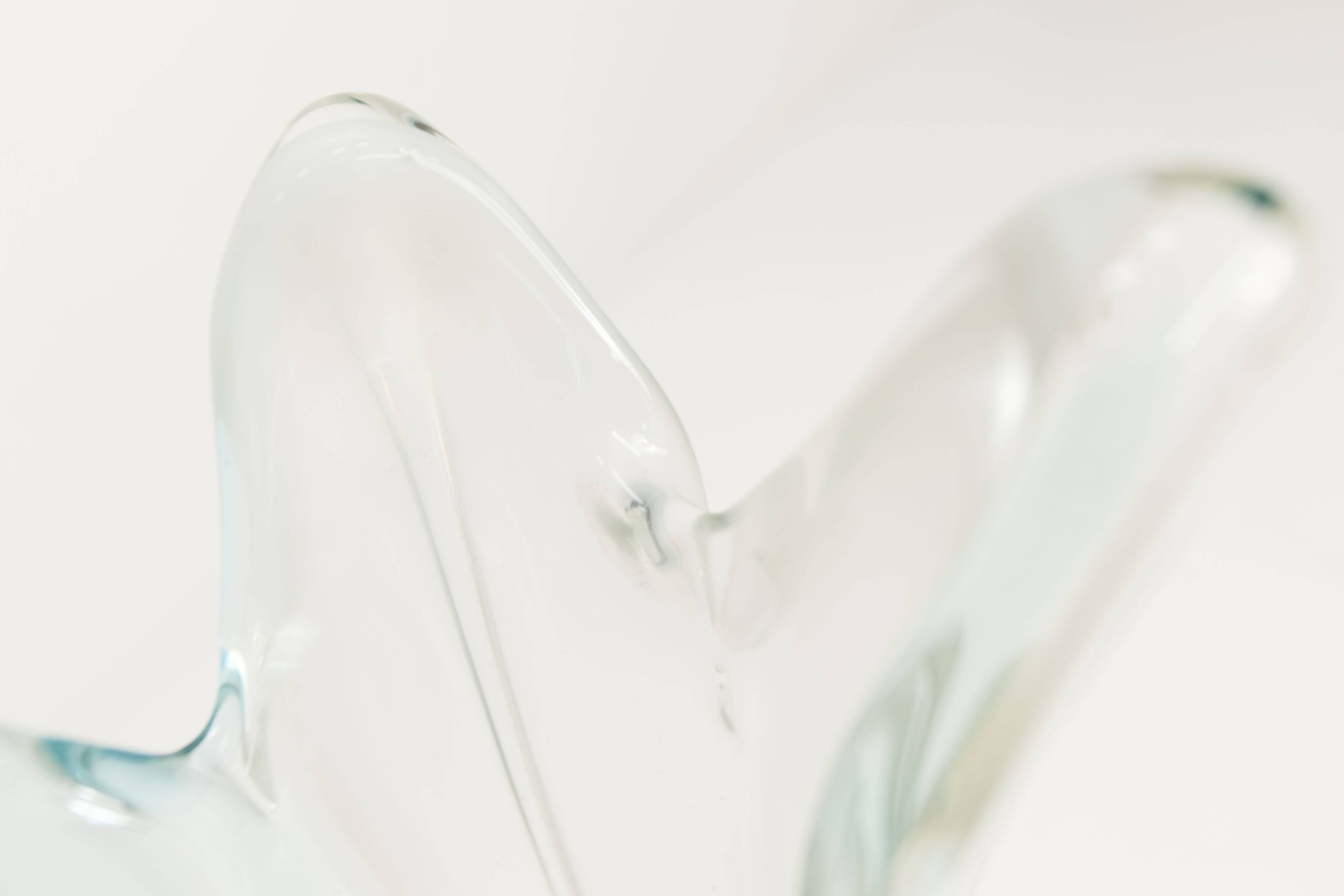 Large Murano vase 1960 transparent white and blue H35.5cm