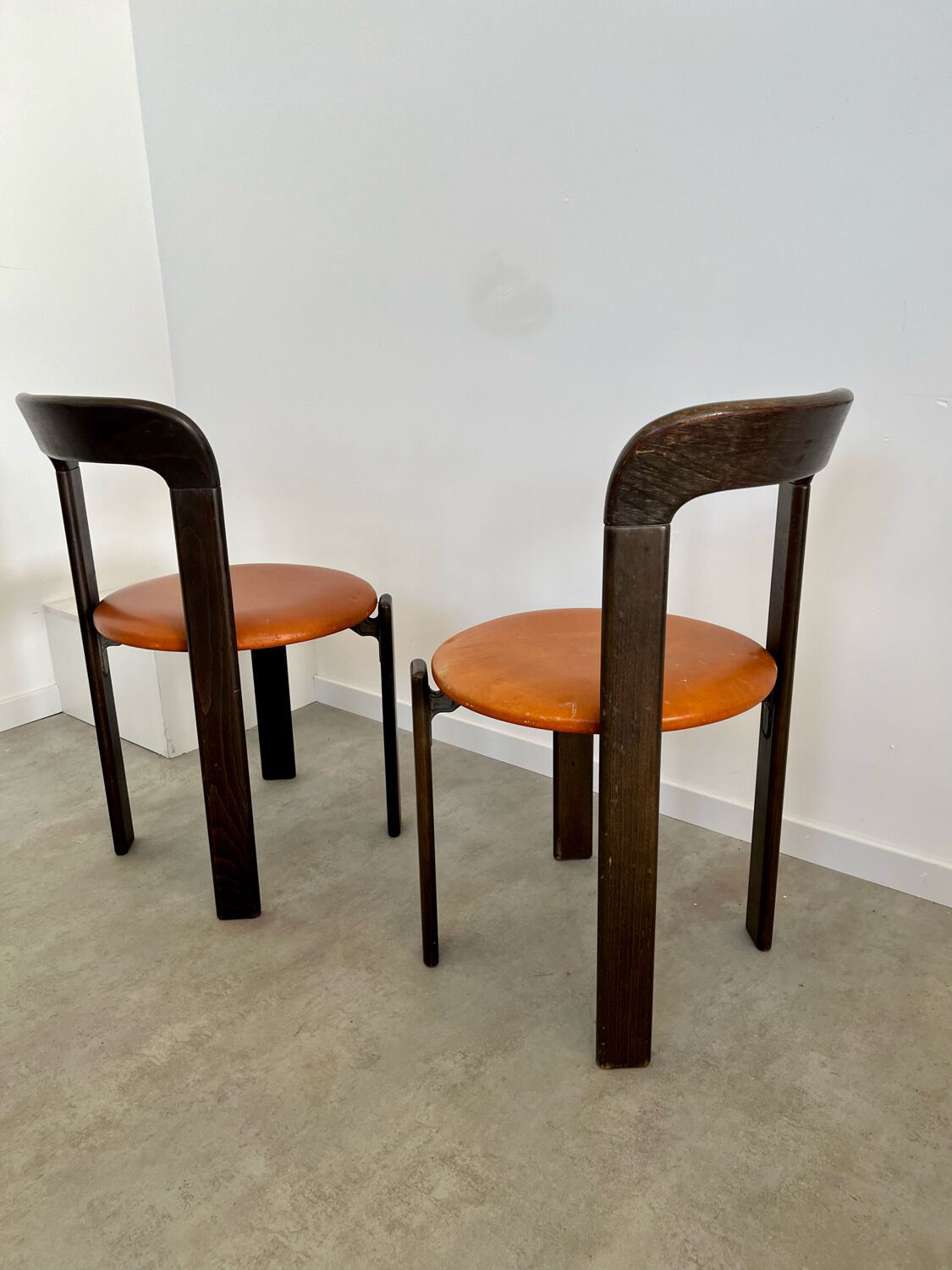 6 wooden chairs and imitation leather design Bruno Rey for Dietiker vintage year 60
