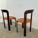 6 wooden chairs and imitation leather design Bruno Rey for Dietiker vintage year 60